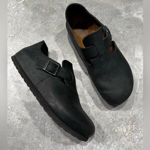 Birkenstock London Leather Shoes Clog Women EU 39/US 8.5 Narrow Black Comfort